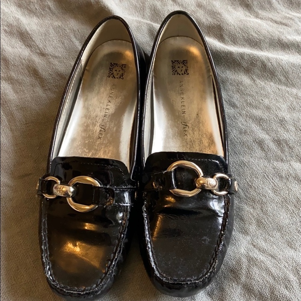 Anne Klein Patent Leather Loafers w Buckle